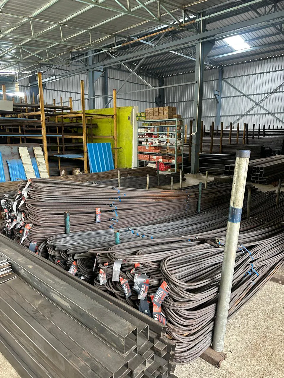 Overhead crane bay inside the S.V. Steels and Wires warehouse in Chennai